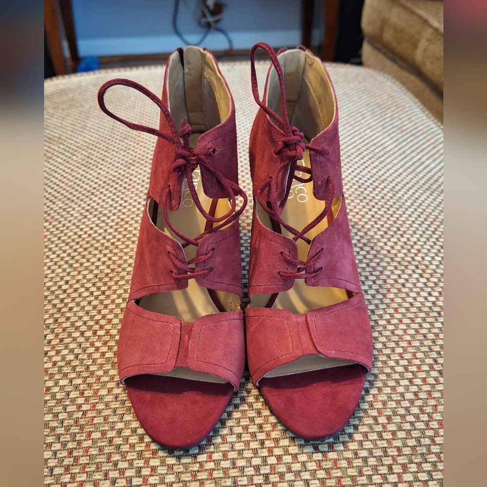 Franco Sarto Shawnee Suede Burgundy Lace-Up Women's Pumps